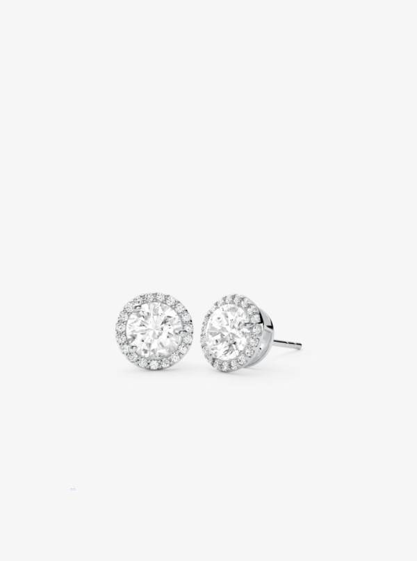 Damske Nausnice Michael Kors Precious Metal-Plated Sterling Silver Pavé Large Studs Strieborne - Šperky Michael Kors Vypredaj | UQMTL-4615